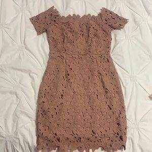 Design Lab - Pink Lace Dress - Off the Shoulder